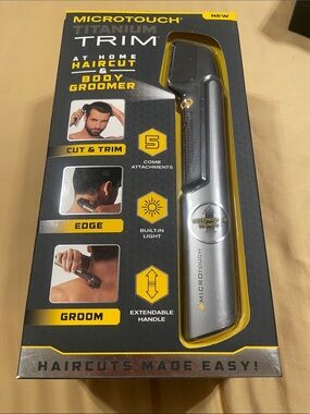 Titanium Microtouch Trim Groomer - Silver with Yellow Accents